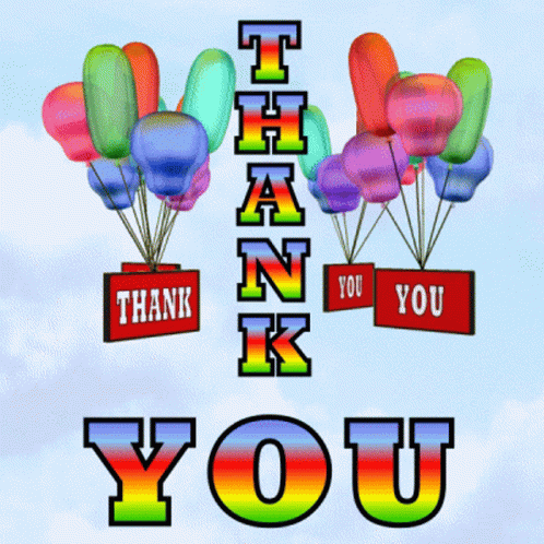 an advertit for thank you with balloons