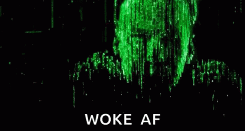 a poster that has a large green face and words above it