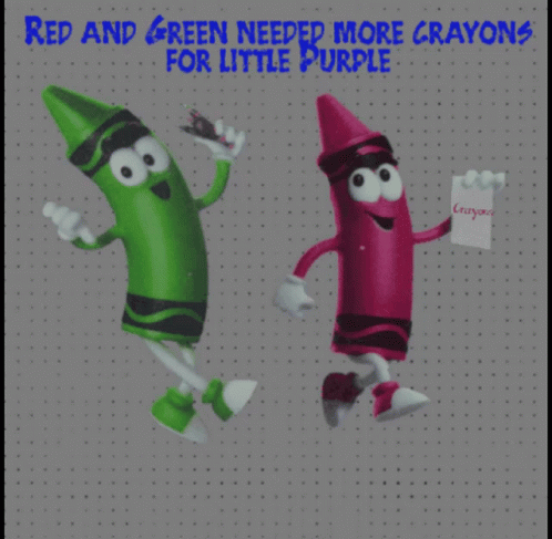 a green and purple crayons on a poster