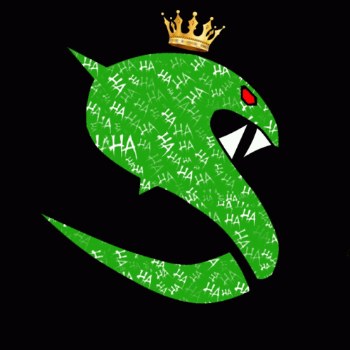 a green shark with a crown on his head