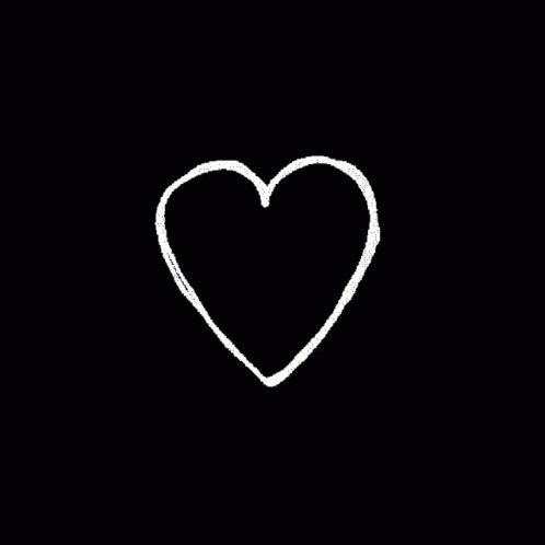 white line heart icon on black background
