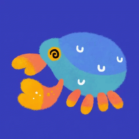 a colorful artwork depicting a blue and orange octo