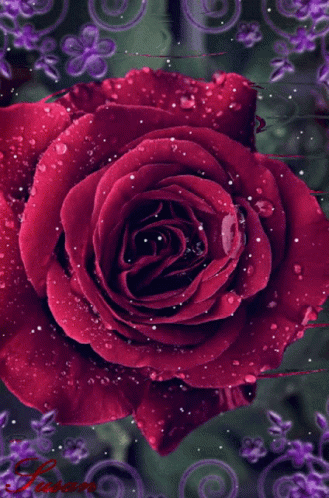 an image of a purple rose that is on display