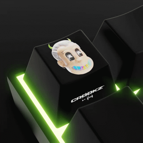 there is a close up view of a gaming keyboard with ghost mask on it