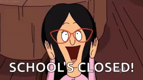the animated image of a girl with glasses covering her eyes is looking back at the camera