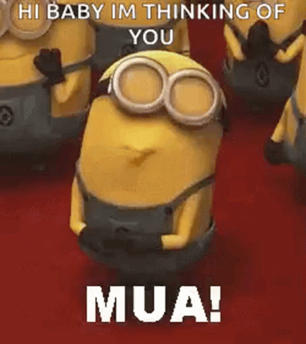 two little minion in different clothes standing in a line, the text reads, i am going to baby im thinking of you
