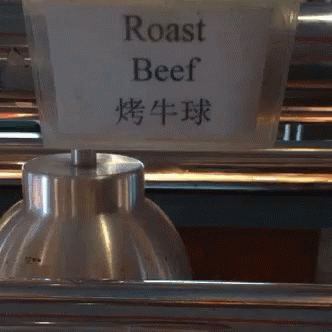 the sign on the front is warning of roast beef
