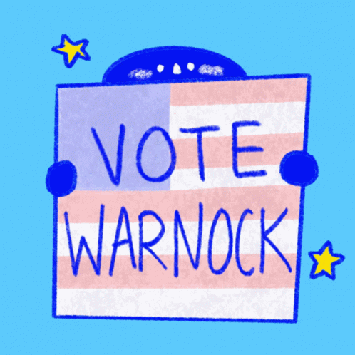 a drawing of a sign with words that says vote warnock