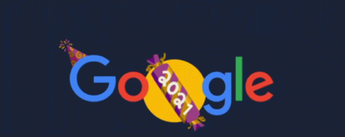 google logo with colorful graphics over dark background
