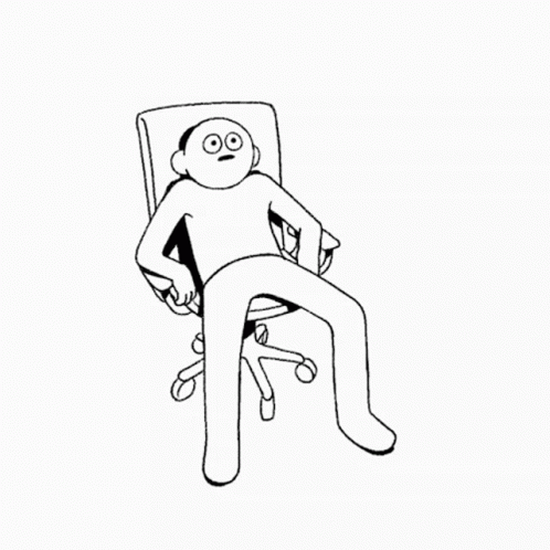 a line drawing of man sitting in a chair with one eye open