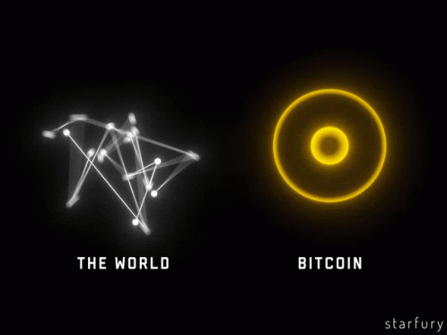 the three stages of a bitcoin logo