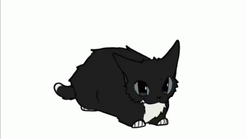 an animation picture of a black cat with big eyes