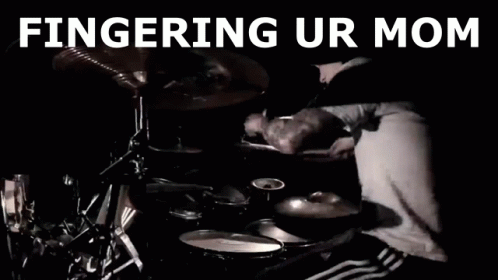 a drummer is playing the drums on stage with a text describing that it's finest at fingering up mom