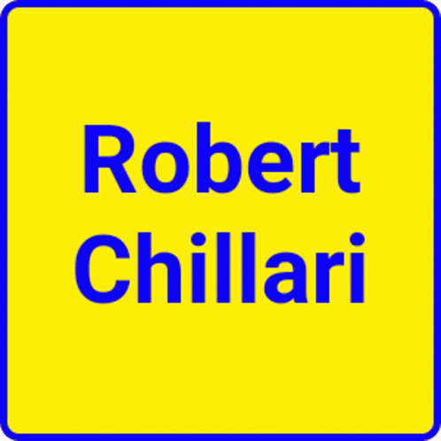 a red and blue sign that says robert chilllari