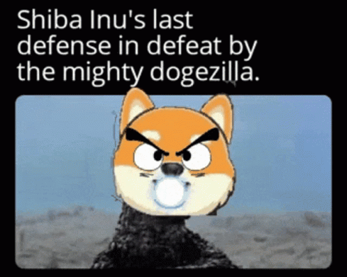 a cartoon with text that says, shiba ind's last defense in defeat by the mighty dogezula