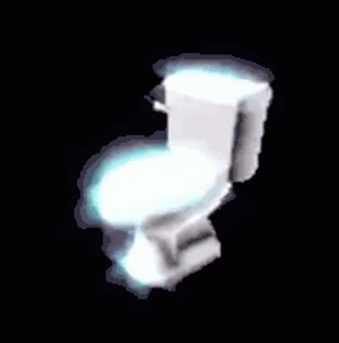 light shining through the top of a white toilet seat