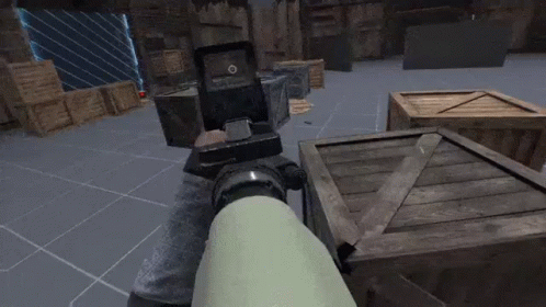 an in - game s from the front camera of a person shooting an item