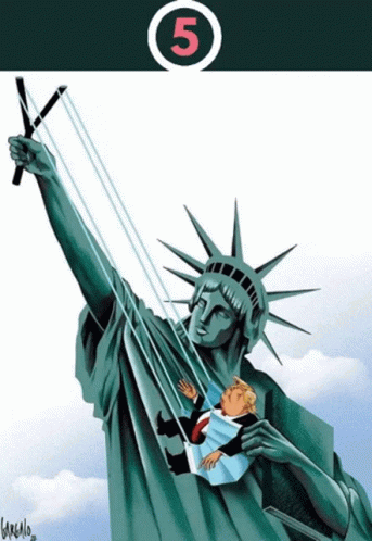 the statue of liberty is holding a kite