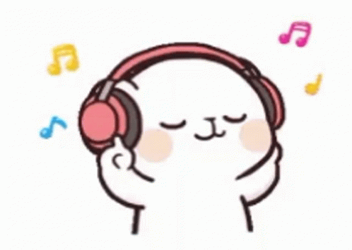 a cartoon character is listening to music and wearing headphones