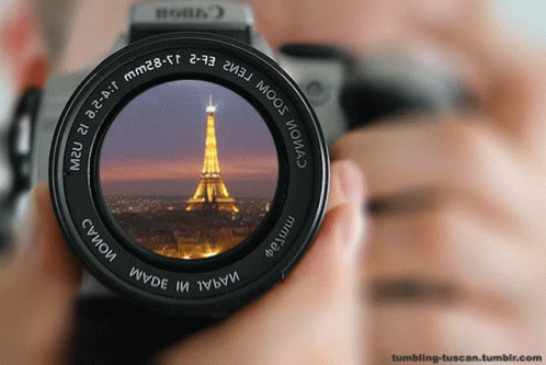 a close up s of a camera showing the eiffel tower