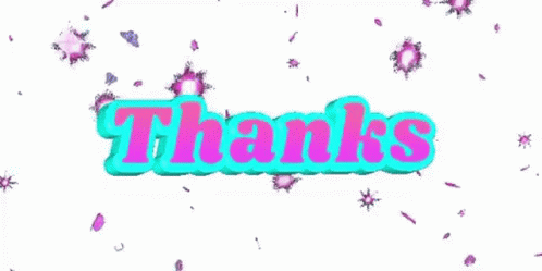 the word thanks is surrounded by confetti