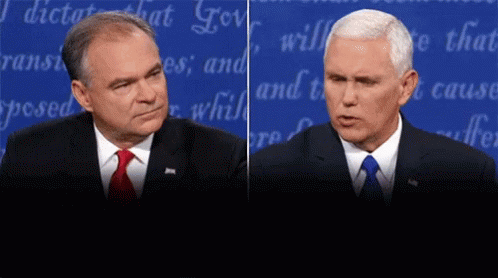 two images of vice mike pence on different television screens