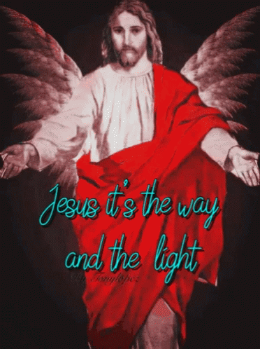 a picture of jesus holding the cross with a quote on it