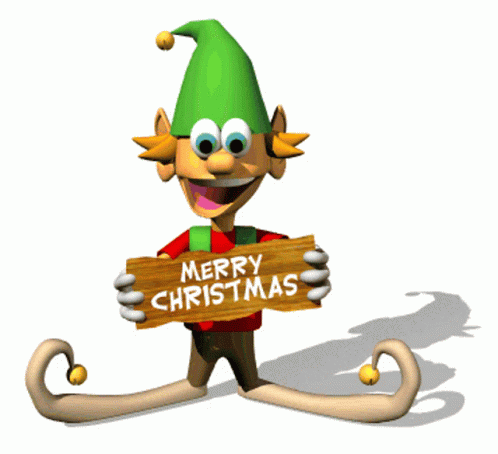 a cartoon character holding a sign for merry christmas