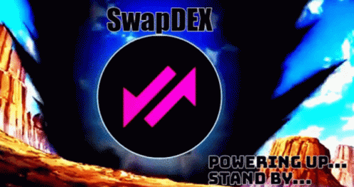 the logo of swapdex shows a glowing, glowing red and purple triangle