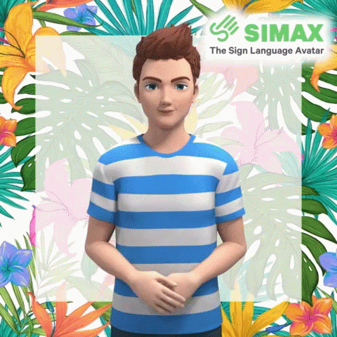cartoonized blue haired man standing in front of a floral background