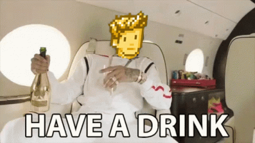 this video features a guy in an airplane with a drink and a bottle of alcohol