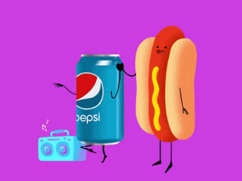 cartoony illustration with soda and a can with music equipment
