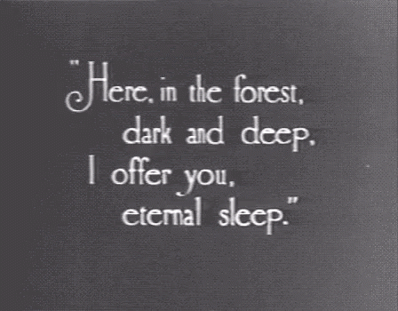 the text is shown in white and it says here, in the forest, dark and deep, i offer you,