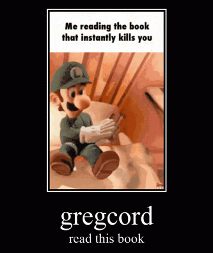 a picture of a game character with text reading me reading the book that instantly s you