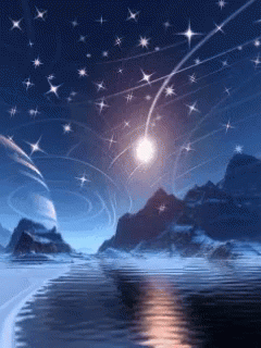 a star filled sky above the water with many stars
