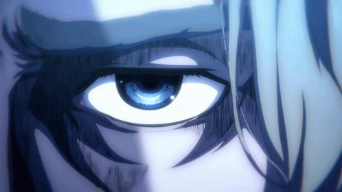 close up of an anime character's eye looking at the camera