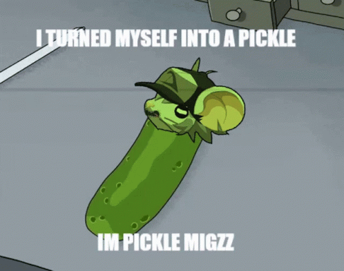 there is a pickle with a cartoon image