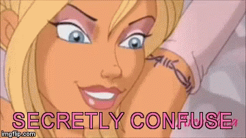 cartoon character with an expression saying, secrety confuse