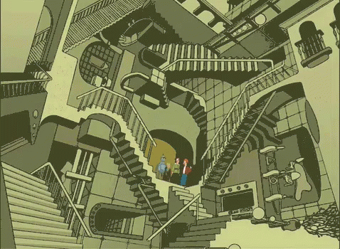 a stair railing in the form of a maze