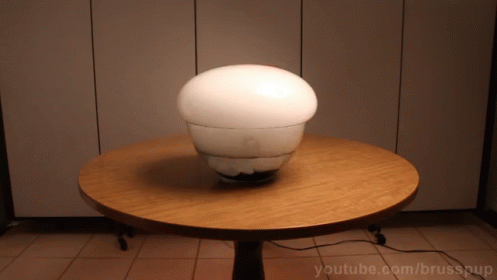 a table that has a light on it