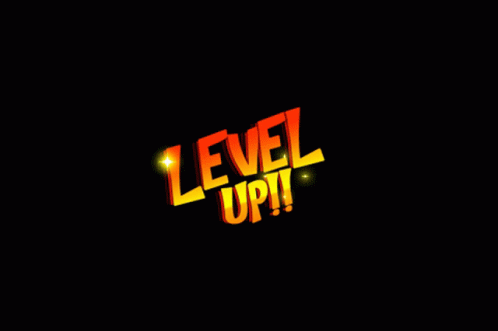 the word level up on a black background