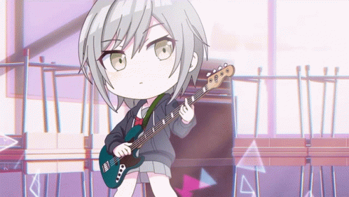 the anime character is playing an acoustic guitar