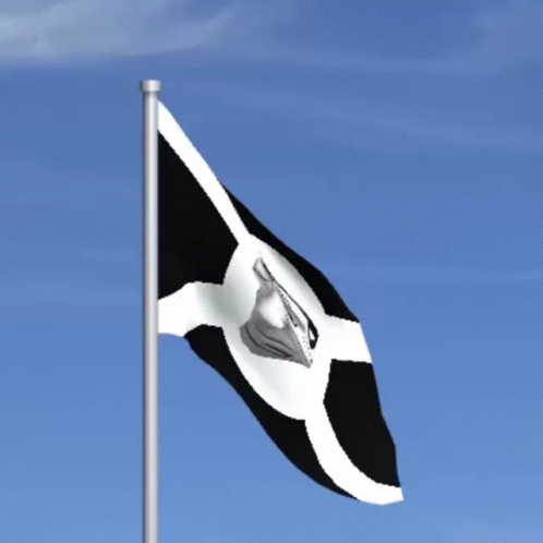 an illustration of a flag flying high in the air