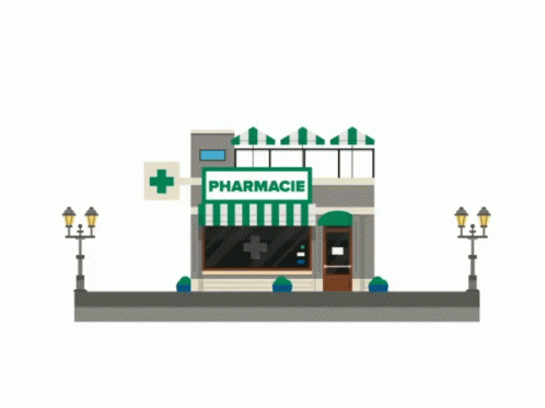 a crossword puzzle that is designed to look like a pharmacy building