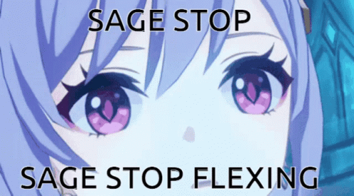 the words sage stop fleming are above the anime - like characters