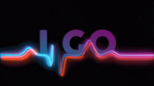 neon ecg lines and the letter h o
