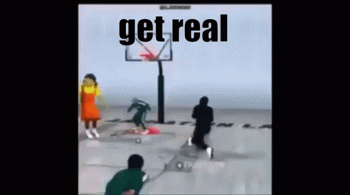 an ad with s playing basketball on ice and the words get real