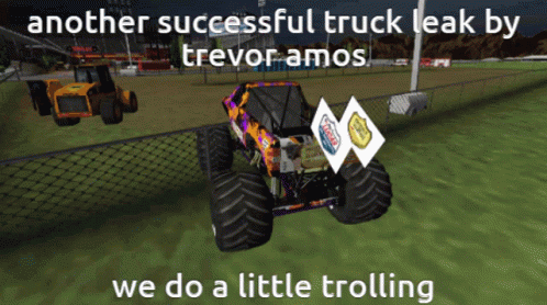 an image of a blue truck and four wheelers in a game