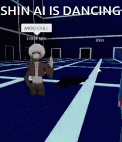 the animated text says'shin ai is dancing with '