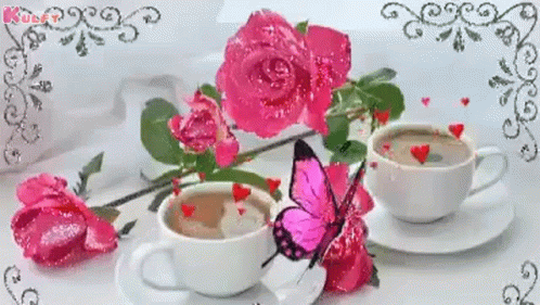 teacups and rose's on a plate with the word, you can call it't have enough